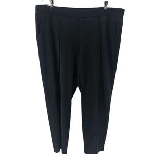 J.Crew XL Black Ponte Knit Pants Elastic Waist Pull On Career Casual Stretch